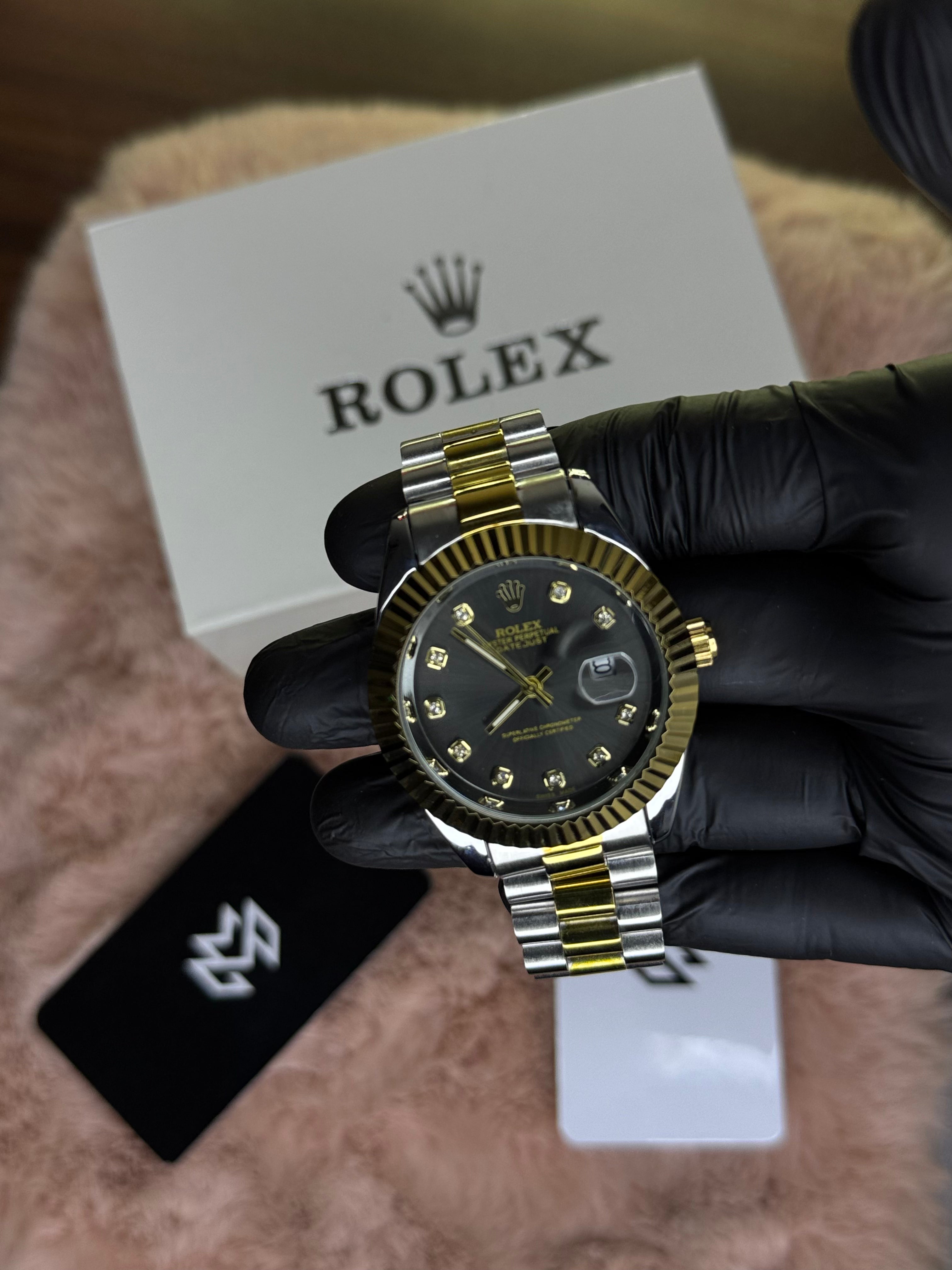 ROLEX OYSTER ELITE PREMIUM WATCH TWO TONE – HIGH CLASS LUXURY BLACK DIAL WITH DATE –