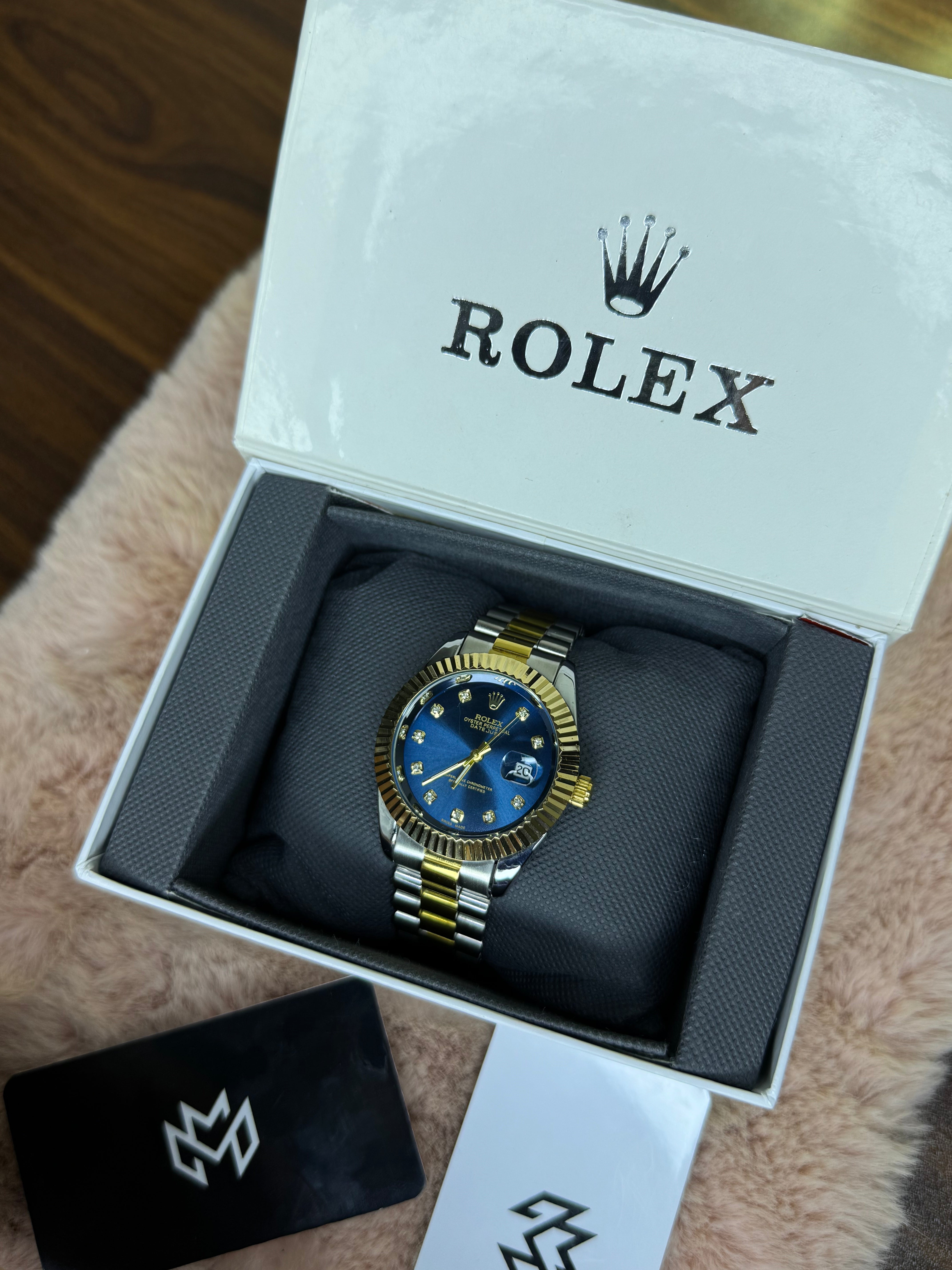 ROLEX OYSTER ELITE PREMIUM WATCH TWO TONE – HIGH CLASS LUXURY BLUE DIAL WITH DATE –