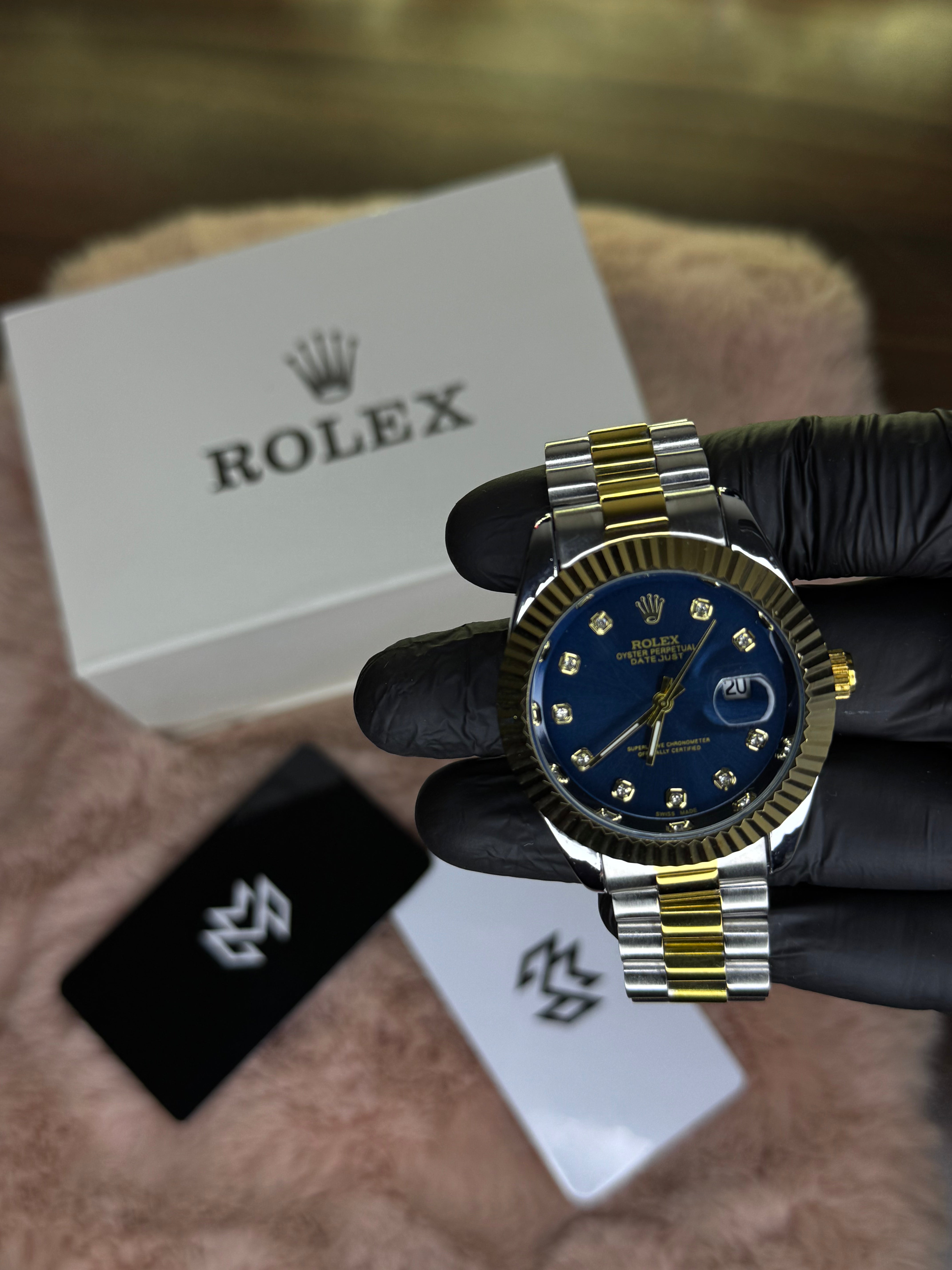 ROLEX OYSTER ELITE PREMIUM WATCH TWO TONE – HIGH CLASS LUXURY BLUE DIAL WITH DATE –