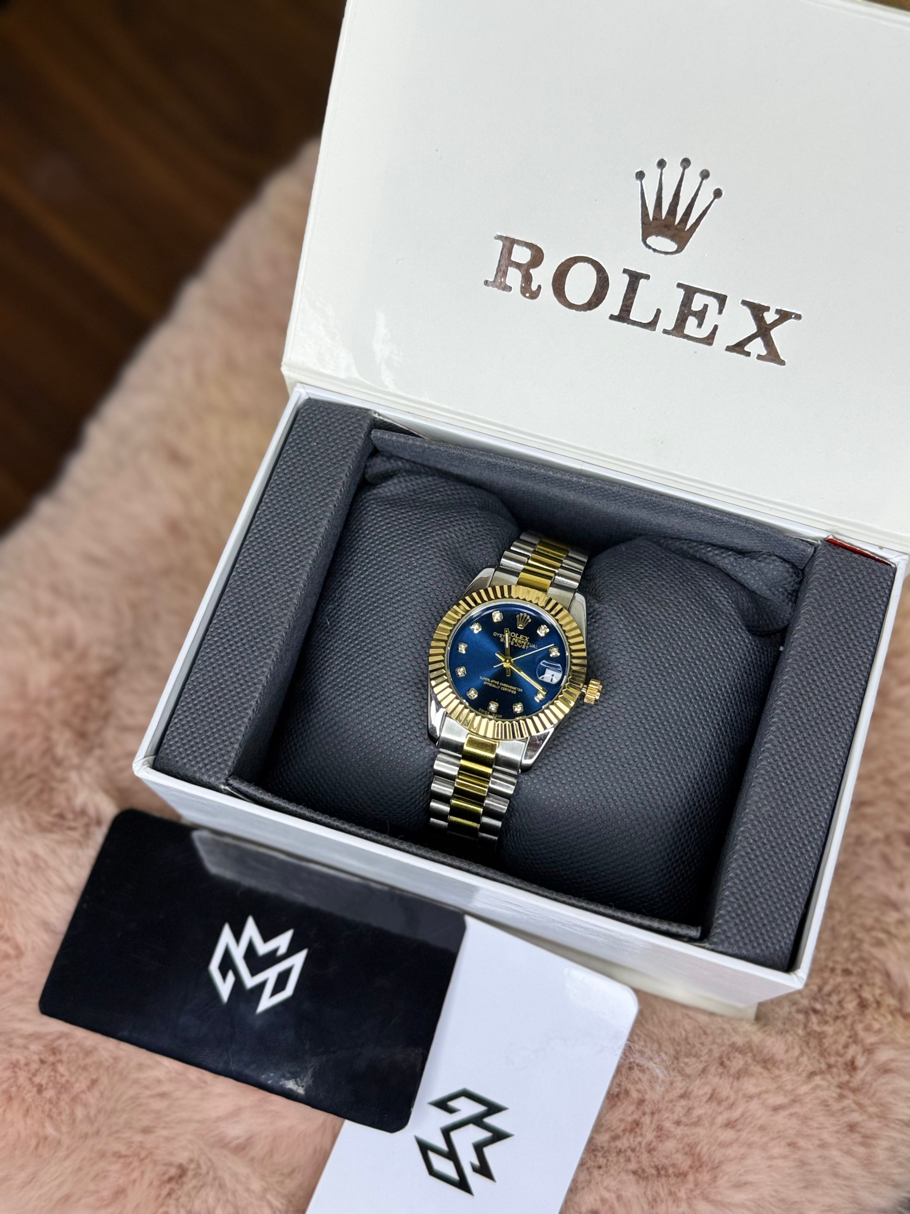 ROLEX OYSTER ELITE PREMIUM WATCH TWO TONE FEMALE – HIGH CLASS LUXURY BLUE DIAL WITH DATE –