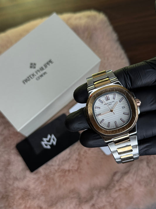 PATEK PHILLPE ELITE PREMIUM – HIGH CLASS LUXURY ROSE GOLD DIAL WITH DATE –