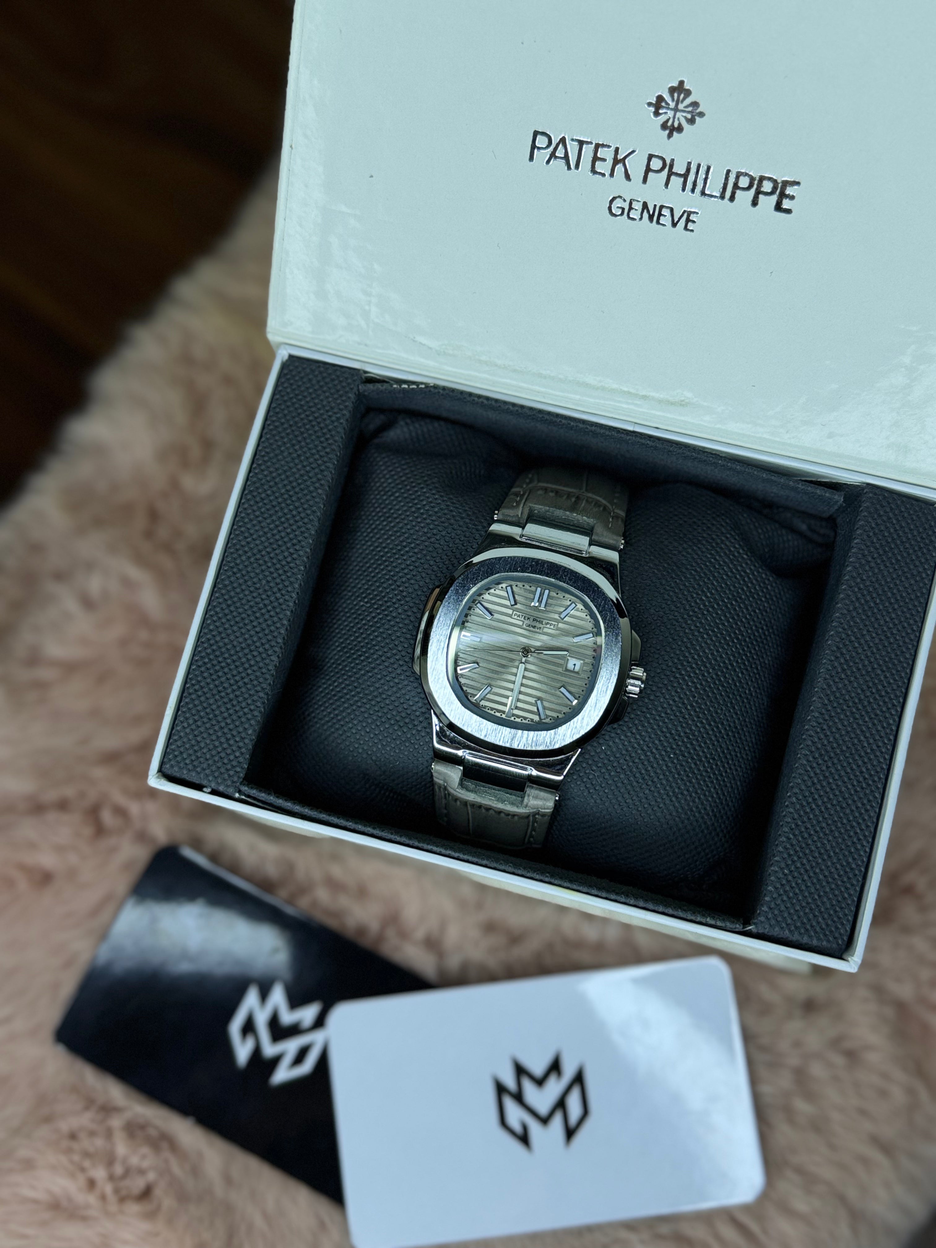 PATEK PHILLPE ELITE PREMIUM – HIGH CLASS LUXURY GREY DIAL STRAP RUBBER WITH DATE –