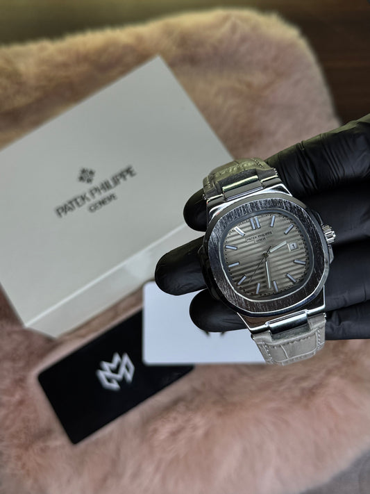 PATEK PHILLPE ELITE PREMIUM – HIGH CLASS LUXURY GREY DIAL STRAP RUBBER WITH DATE –