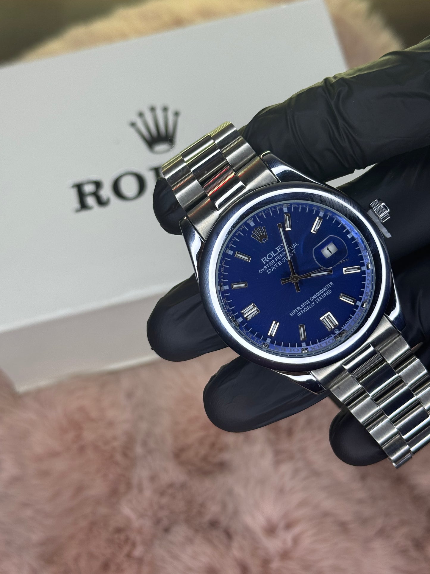 ROLEX ELITE PREMIUM ADDITION WATCH – HIGH CLASS LUXURY ROYALE BLUE DIAL WITH DATE –