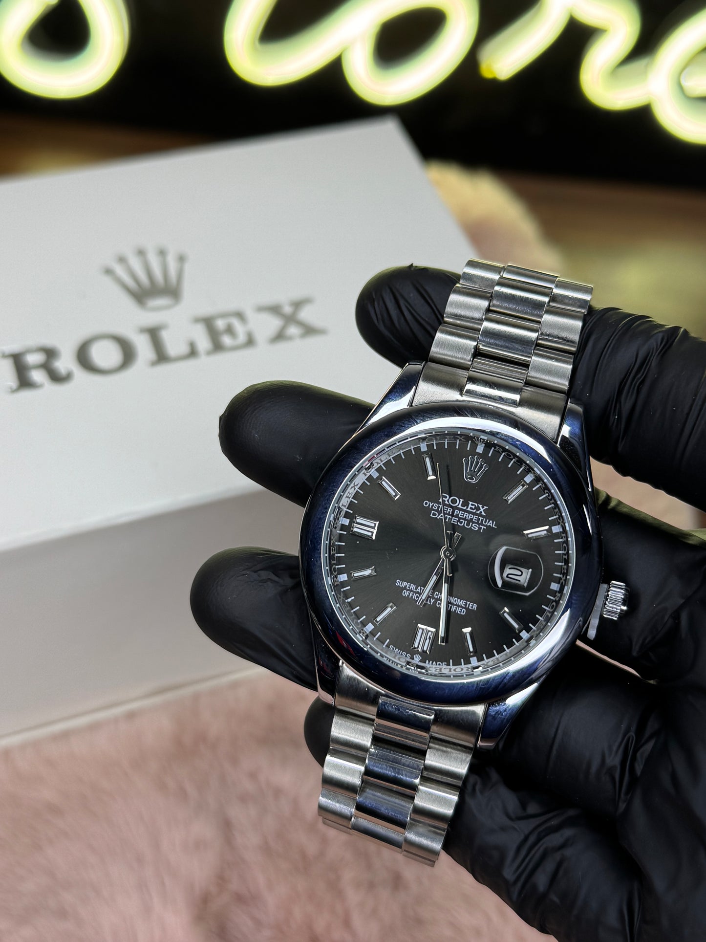 ROLEX ELITE PREMIUM ADDITION WATCH – HIGH CLASS LUXURY BLACK DIAL WITH DATE –