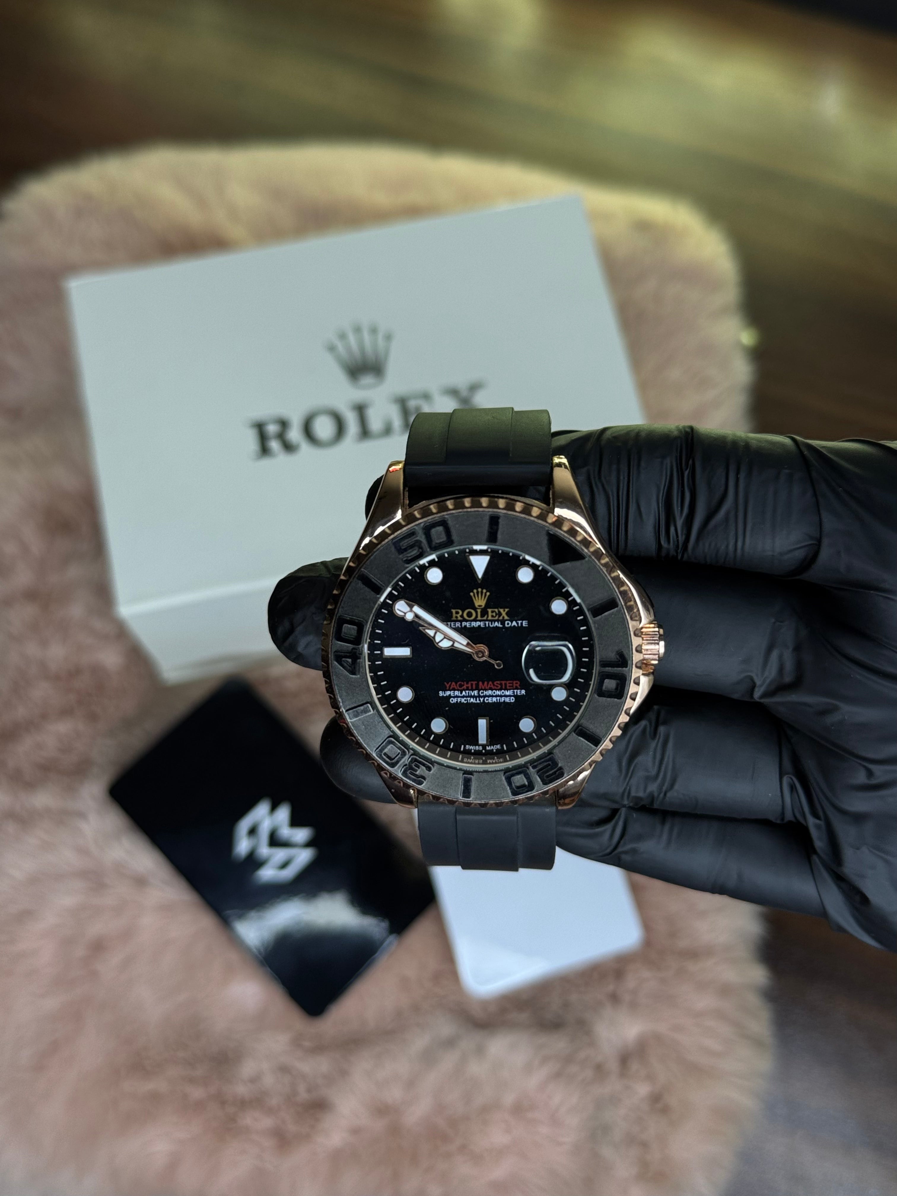 ROLEX LACHT MASTER ELITE PREMIUM WATCH – HIGH CLASS LUXURY BLACK ROTATING DIAL WITH DATE –