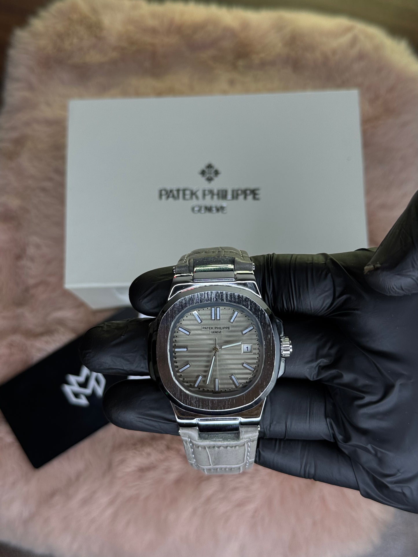 PATEK PHILLPE ELITE PREMIUM – HIGH CLASS LUXURY GREY DIAL STRAP RUBBER WITH DATE  –