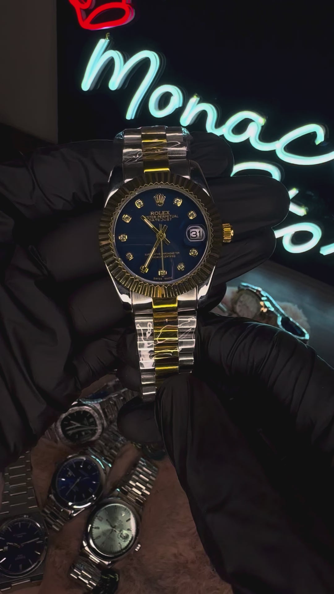 ROLEX OYSTER ELITE PREMIUM WATCH TWO TONE FEMALE  – HIGH CLASS LUXURY BLUE DIAL WITH DATE –
