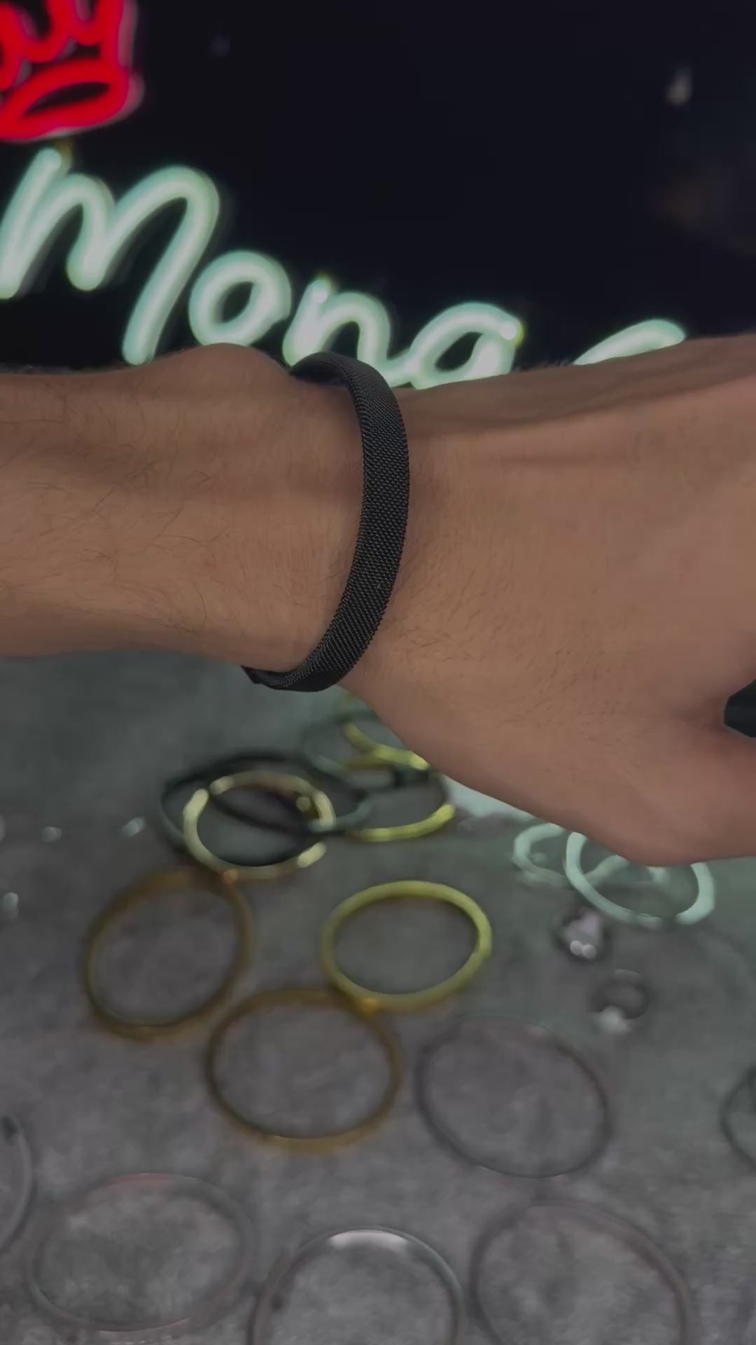 PREMIUM MESH BRANDED STAINLESS STEEL BRACELET BLACK –