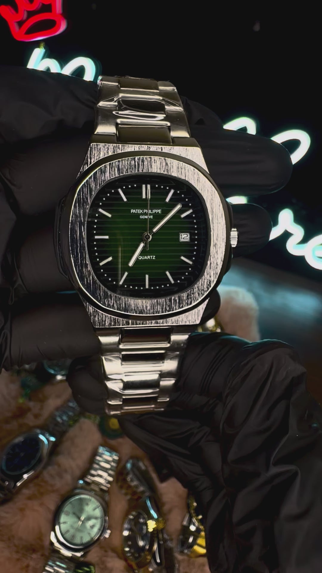 PATEK PHILLPE ELITE PREMIUM – HIGH CLASS LUXURY OLIVE GREEN DIAL WITH DATE  –