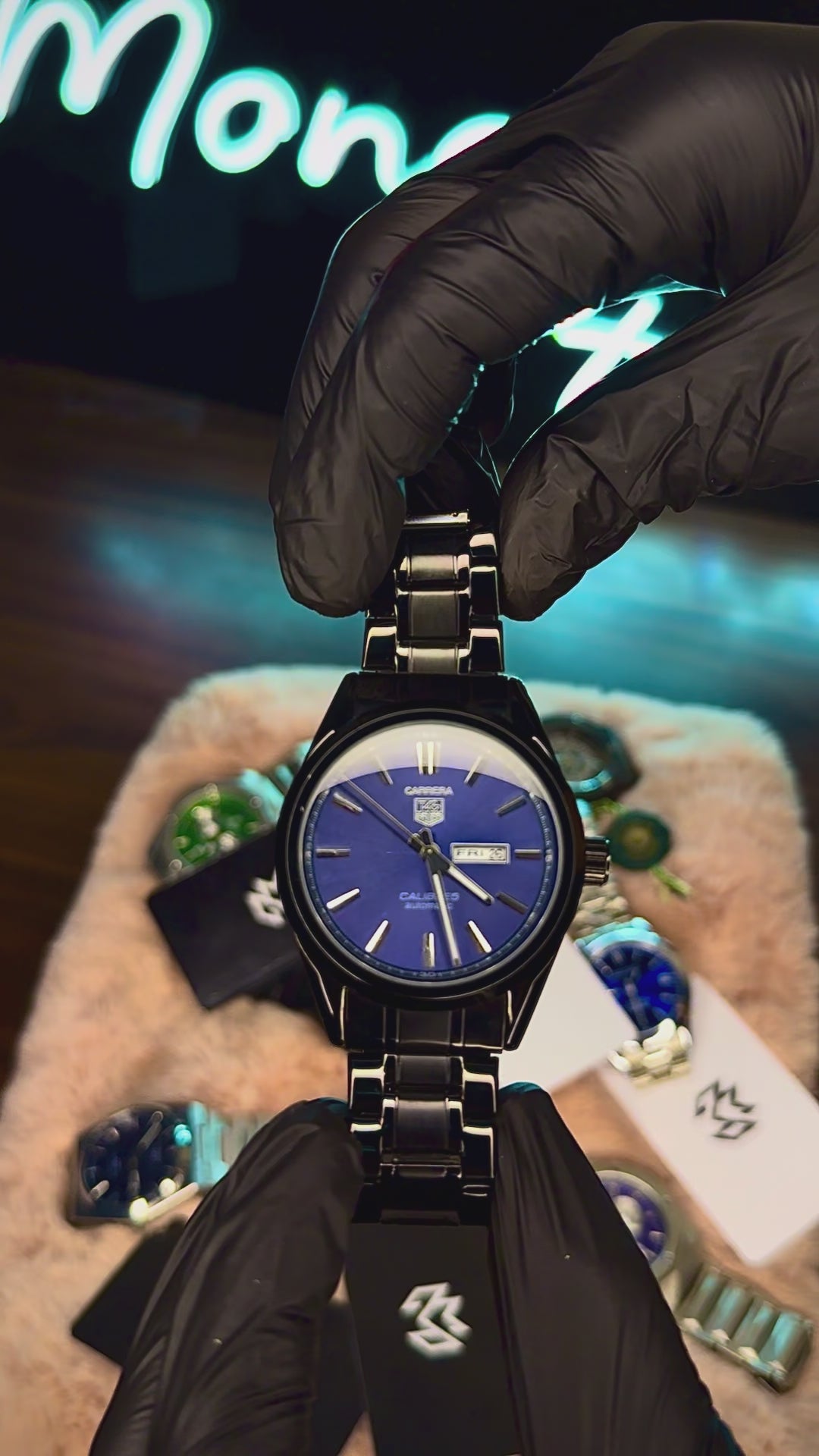 BLACK CHAIN ELITE TAG HEUER DAY‑DATE WATCH PREMIUM QUALITY CALIBRE 5 –