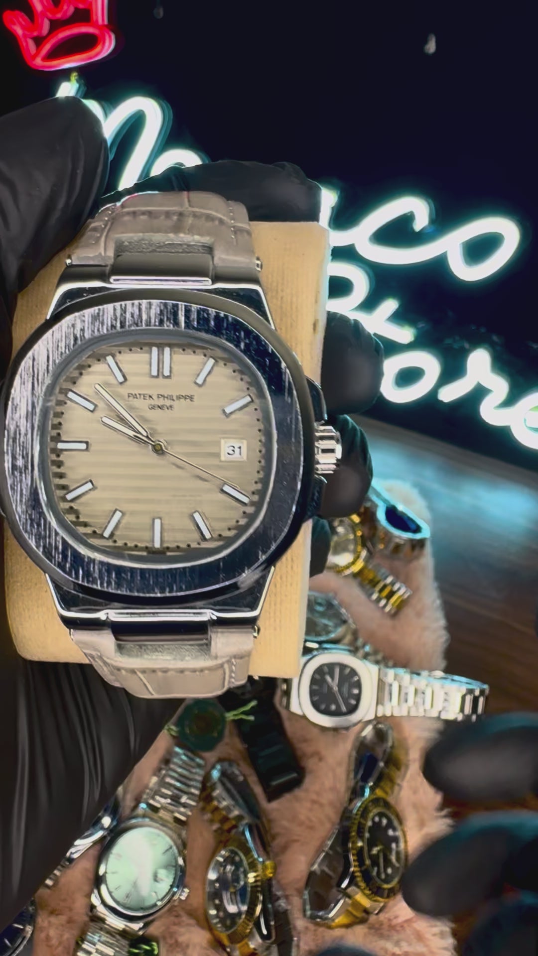 PATEK PHILLPE ELITE PREMIUM – HIGH CLASS LUXURY GREY DIAL STRAP RUBBER WITH DATE  –