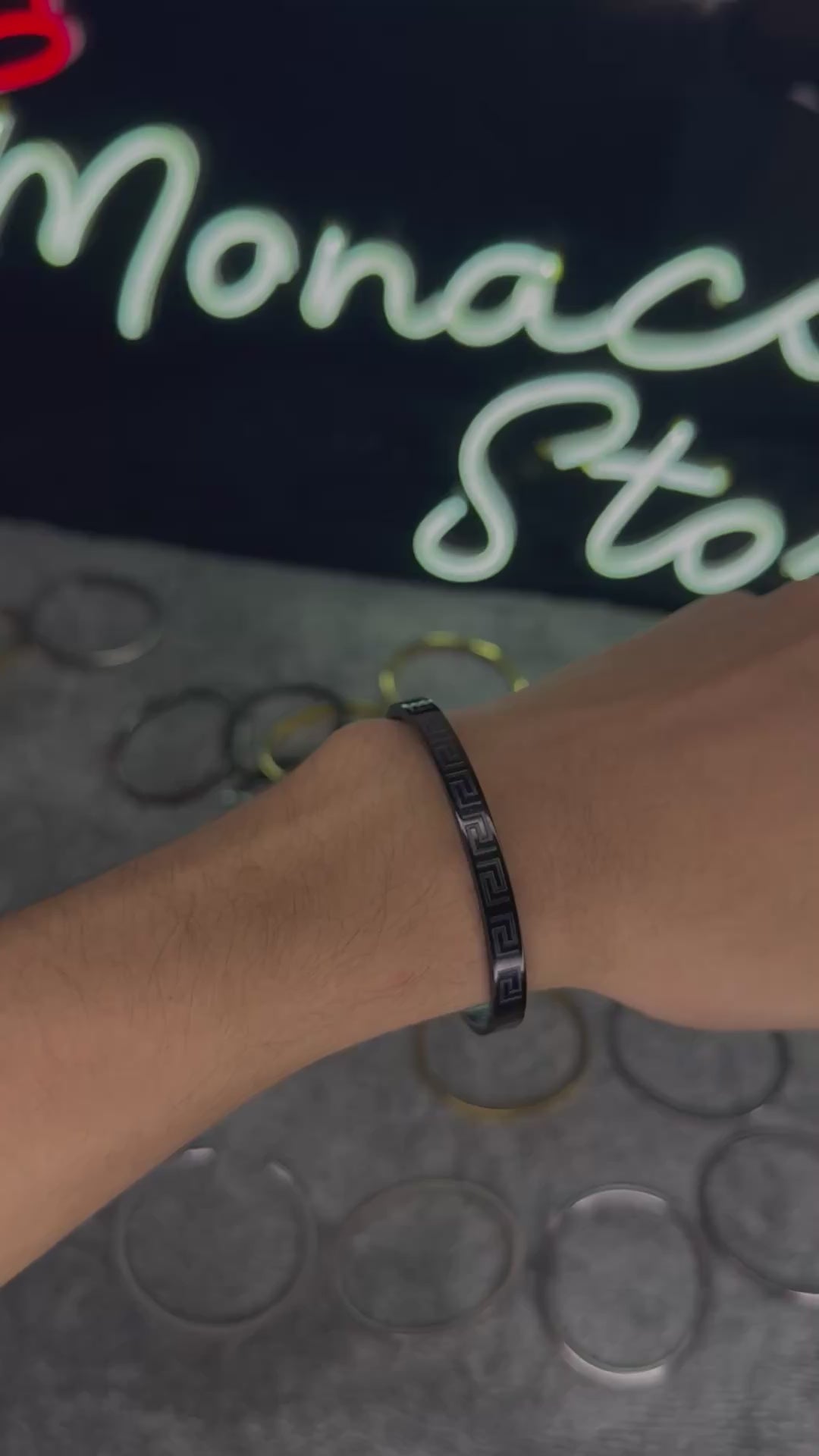 PREMIUM FENDI BRANDED STAINLESS STEEL BRACELET JET BLACK –